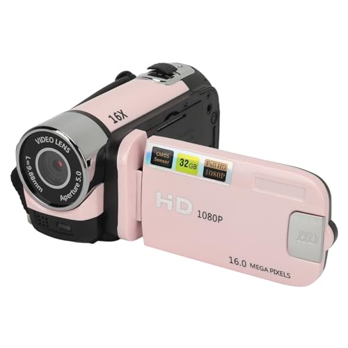 Enregistreur D'appareil Photo Numérique, Caméscope Vidéo Full HD 1080P 16MP, Caméra de Vlogging avec écran Rotatif de 2,4 Pouces, Zoom 16X, Lumière de Remplissage,