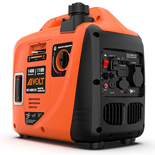 AIVOLT Groupe Électrogène d'essence 1400W Générateur d'onduleur Silencieux avec Prises AC 230V/DC 12V/USB Type-A et Réservoir de 2,5 L Générateur Léger Portable pour Camping Extérieur