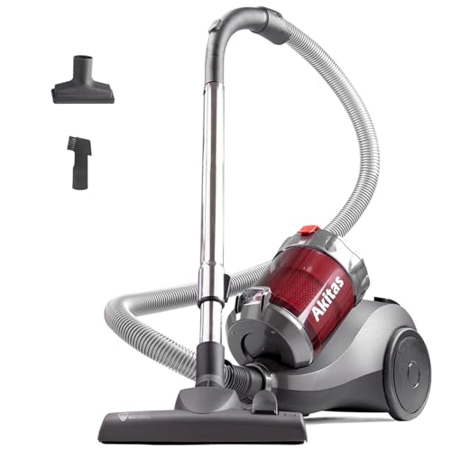 Akitas 800W Aspirateur cylindrique Puissant sans Sac avec tête de buse Allemande Wessel Werk pour sols durs et Tapis