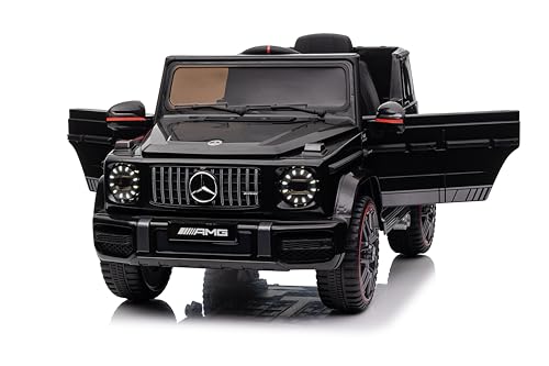 FINOOS Voiture Électrique Enfant sous Licence Mercedes G63 AMG, Véhicule Électrique 12V, Télécommande de Voiture Électrique / 2+1 Vitesses/Klaxon/LED/Musique/USB, pour Garçons, Filles (Noir)