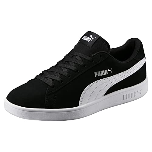 PUMA Smash V2, Baskets Mixte, Puma Noir Puma Blanc Puma Gris Métallisé, 43 EU