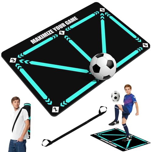 YAOZUP Tapis Football Entrainement, 90 x 60 cm Tapis d'entraînement Football Antidérapant, Tapis d'entraînement de Football, Tapis Football Dribble Footstep d'entraînement