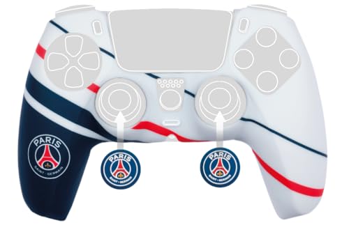 Konix PSG Coque de Protection pour Manette DualSense PS5 - Silicone - Appuie-Pouces - Bleu, Blanc et Rouge