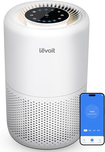 LEVOIT Purificateur d'Air Chambre Silencieux, Élimine 99.97% des Allergènes, Compatible avec APP Alexa, Programmable avec Veilleuse, Jusqu'à 35m², Air Purifier pour Poussières Animaux Odeurs Core 200S