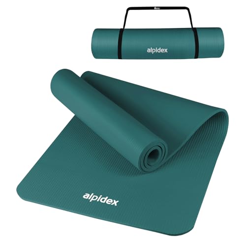 ALPIDEX Tapis de Yoga 183 x 60 x 0.8 cm Matelas Sport Gymnastique Antidérapant Sans Phtalates Sangle Transport Pilâtes Gym Aérobic Stretching Entraînement, Couleur:Petrol