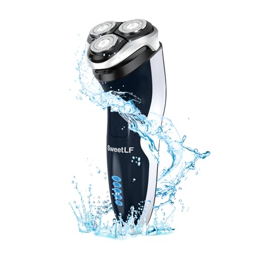 SweetLF Rasoir Electrique Homme Rechargeable Wet & Dry, Tondeuse à Barbe Haute Précision, Rasage avec 3D Têtes Rotatives, 100% Etanche&120 min d'Autonomie SWS7105 - Dark Blue