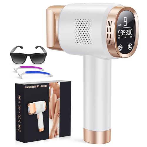 Épilateur Lumière Pulsée, IPL Épilateur Laser avec Fonction 3-en-1 HR/SC/RA et 9 Niveaux d'énergie et 999 900 Flashes, Épilation laser avec Écran Tactile LCD pour Femme et Homme, Visage, Corps