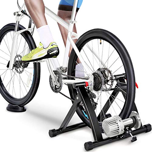 Yaheetech Fluid Home Trainer Entraîneur de vélo, 5 Vitesses Réglables, pour Roue 26-28 Pouces 700 C, Pliable, Capacité de 120 kg Entraineur Intérieur Noir