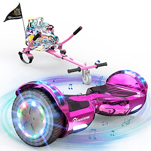 EVERCROSS XP9 Hoverboards avec Siège 6,5'', Overboard avec Hoverkart pour Enfant, Hoverboards avec Musique bluetooth et Lumières LED, 4 AH batterie, Max 15 km/h, 7KG Overboard avec 5,6KG Overkart