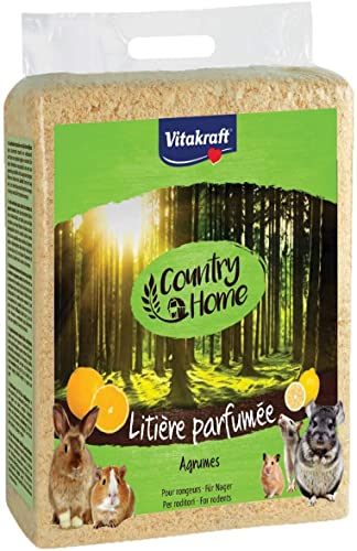 VITAKRAFT - Country Home - Litière Absorbante Biodégradable Parfum Agrumes à Base de Bois Tendre Non Traité pour Rongeurs - Neutralise les Odeurs - 900g