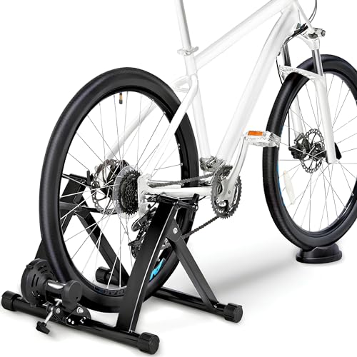 Yaheetech Entraîneur Magnétique Turbo de Vélo avec Support de Roue Avantl, Réglable, Pliable, Home Trainer pour Roues de 66-71 cm et 700C, Noir