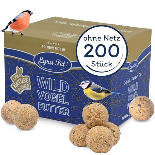 Lyra Pet® 200 x 90 g Boulettes de mésanges sans Filet | Nourriture pour Oiseaux Toute l'année | Fournisseur d'énergie pour Les Oiseaux Sauvages | Riche en minéraux | Gras & Nutritif | pour mangeoires