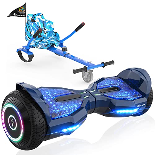 EVERCROSS Hoverboards 6,5 Pouces avec Siège,Hoverboards Bluetooth Activés par Application,Go Kart avec 3 Pédales Lumineuses, Scooter Auto-équilibré Anniversaire Enfants Adultes