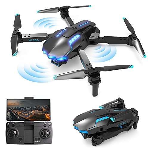 Drone avec Caméra 1080P pour Enfant et Adulte, Quadcopter RC Pliable Drone pour Débutant, Jouets pour Garçons et Filles Cadeaux Noël