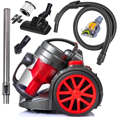 LEHMANN LHOCV-7018 Aspirateur cyclonique sans Sac | Aspirateur de Sol avec Technologie cyclonique | Aspirateur cylindrique avec kit de Buses | Puissance élevée 4000 Watts, Filtre HEPA, 1,8 L