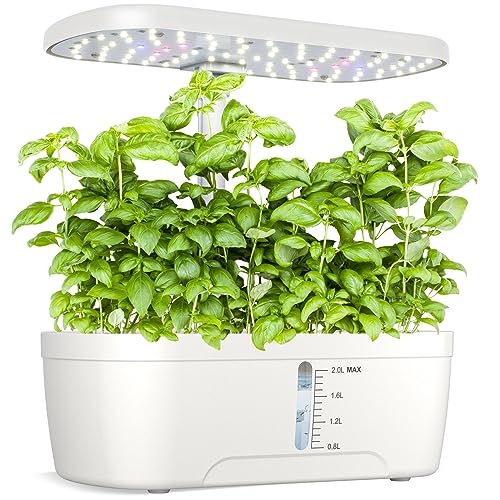 GOLUMUP Potager d'intérieur Hydroponique 6 Pots, avec 3 Modes de Croissance Intelligents, Smart Garden de 15W Lumière LED avec Pompe à Eau Silencieuse, Hauteur Réglable 13 à 27 centimètre