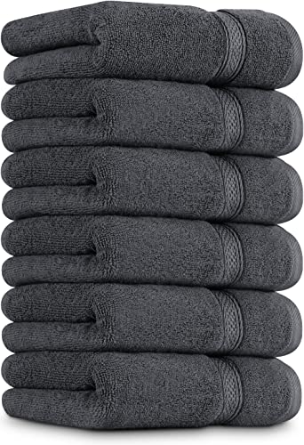 Utopia Towels - Lot de 6 Essuie Mains de Qualité Supérieure, (41 x 71 CM) 100% Coton filé, Ultra Doux et très Absorbant pour la Salle de Bain, Le Gymnase, la Douche, l'hôtel et Le Spa (Gris)