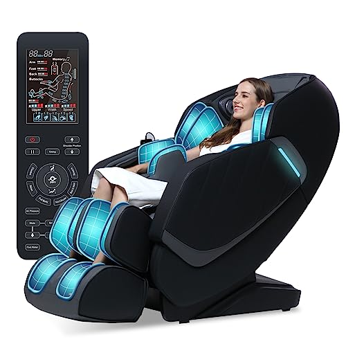 RelaxRelife Fauteuil de Massage Complet du Corps avec Zero Gravity 3D Massage Intelligent Body Scan Détection SL Track Massage des Pieds Chauffage Haut-Parleur Bluetooth Noir