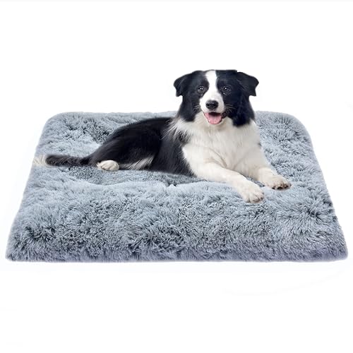 DEBANG HOME Coussin pour Chien, Lit pour Chien pour Chien de Taille Moyenne, lit pour Chiot, lit pour Chien Doux et Confortable, Matelas de Cage de Chien en Peluche Lavable,Gris（76X52CM）