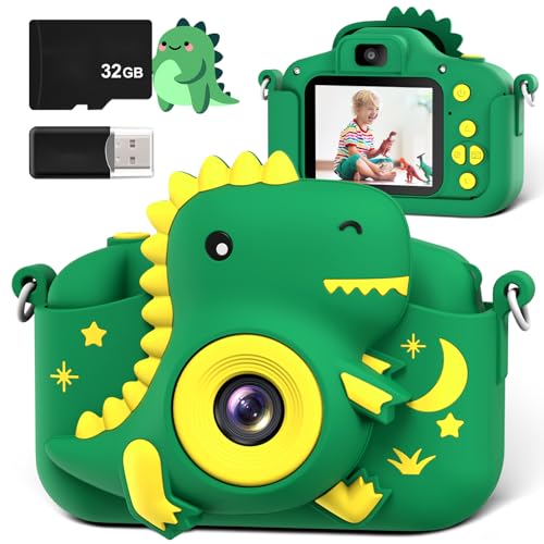 Appareil Photo Enfant, GREENKINDER 2.0 Pouces Appareils Photos Numériques pour Enfants avec 32GB Carte, 1080P HD Mini Camera Enfant Rechargeable Caméscope Cadeau Jouet Filles Garçons de 3 à 12 Ans