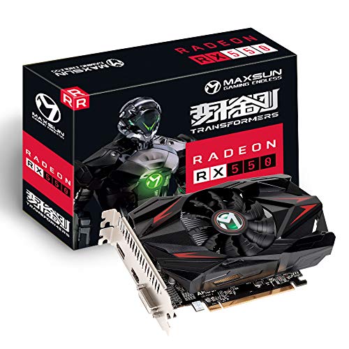 MAXSUN Cartes Graphiques AMD Radeon RX 550 4Go GDDR5 Carte Graphique ITX GPU 128 Bits DirectX 12 PCI Express X16 3.0 DVI-D Dual Link, HDMI, DisplayPort