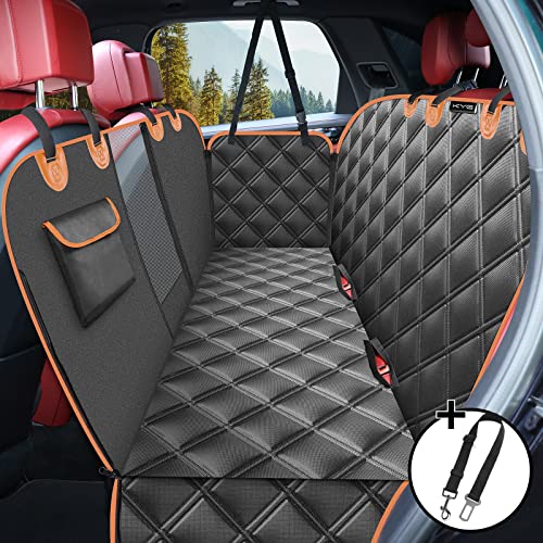 KYG Housse de Siège d'auto pour Chien Banquette Arrière Antidérapant et Imperméable Mise à Niveau Matérielle avec Fenêtre de Visualisation Protection Coffre Universelle Voiture 135X148 cm Noir