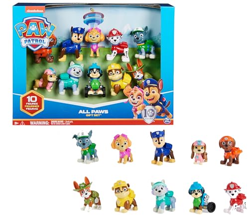 Paw Patrol - Pat Patrouille - Figurines 10E Anniversaire - Jouet Pat Patrouille - 10 Figurines Articulées Chase, Marcus, Ruben, Stella, Zuma Et Bien d'autres - Pat Patrouille Jouet Enfant 3 Ans et +