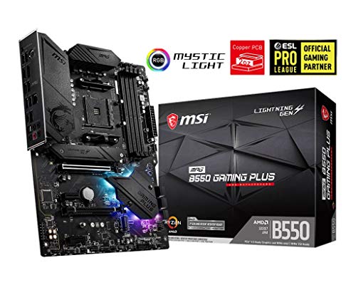 MSI Carte mère de jeu MPG B550 Gaming Plus (ATX), AMD AM4, DDR4 M.2, USB 3.2 Gen 2, HDMI ATX, carte mère de jeu, processeurs AMD Ryzen™ 5000