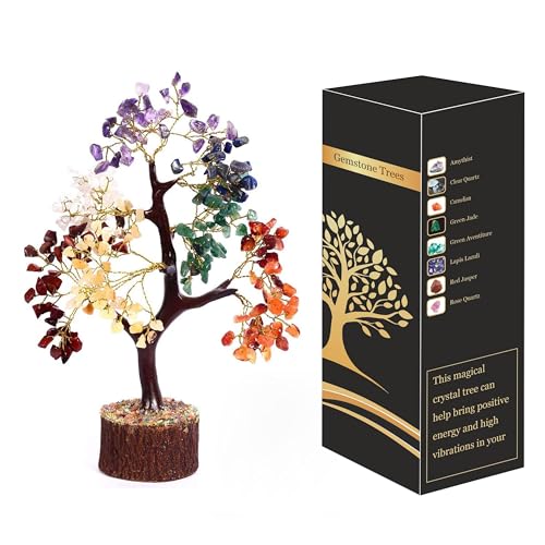 Sept Chakra Guérison Naturelle Reiki Cristal Bonsaï Fortune Money Tree pour Bonne Chance, Richesse et Prospérité Décor Feng Shui Cadeau Spirituel