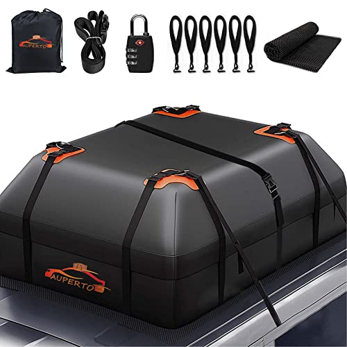 Sac de Toit, 425L Coffre de Toit de Voiture Pliable 15 Pieds Cubes Coffre de Toit Souple Pliable Etanche pour Toutes Les Voitures avec/sans Porte-Bagages