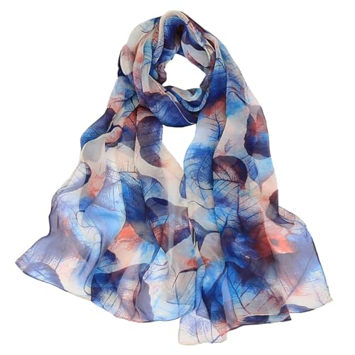 GWAWG Foulard Femme écharpe pour Légère Bleu Feuille pour la Plage le Quotidien Fête Banquet