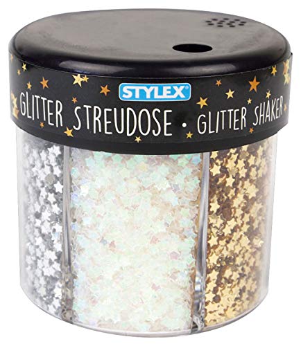 Stylex 23387 – Décoration pailletée dans une boîte à litière pratique, avec cœurs et étoiles en 6 versions différentes, pour l'artisanat et la décoration, multicolore