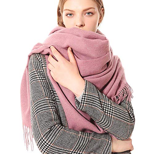 W.Best Écharpe Femmes Élégant Cachemire Foulards Pashmina Pour Automne Hiver Écharpea Chaud de Grande Taille, 200 * 70 cm,Ws012-Rose Fonce,Taille unique