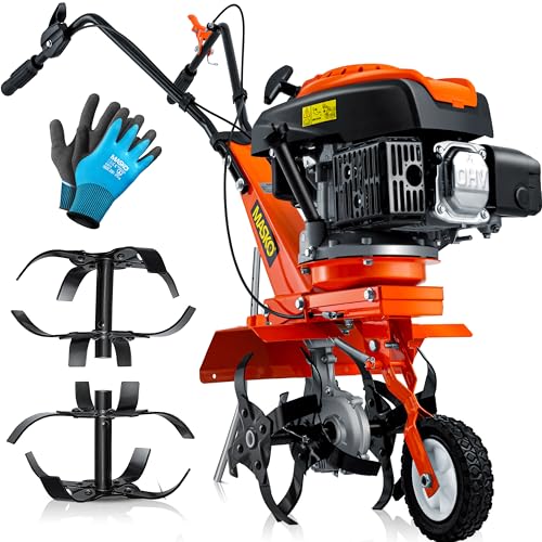 MASKO® Motoculteur à Essence MK-909 Motobineuse 3 KW (4,1 CV) 139 cm³ avec Largeur de Travail de 36 cm – Moteur 4 Temps – 16 Lames dures – Motoculteur – Cultivateur – Motoculteur – Motoculteur –