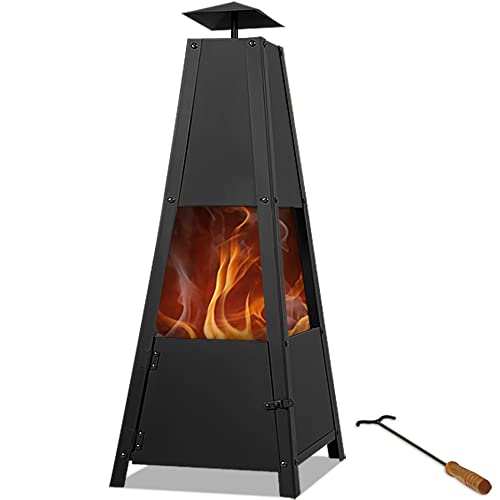 Deuba Brasero de Jardin Pyramide métal avec tisonnier Barbecue Brasier cheminée extérieur