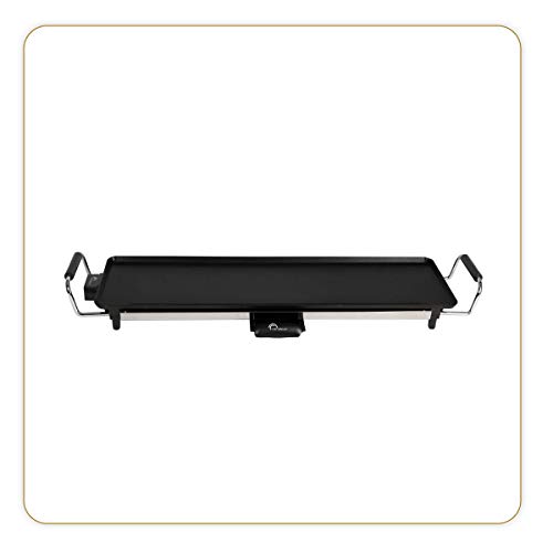 LITTLE BALANCE 8238 Happy Plancha 70 - Plancha électrique 6 - 8 personnes - Plaque de cuisson anti-adhésive - Tout type d'aliments - Puissance 2000 W - Noir / Inox