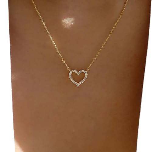 TseenYi Collier Coeur En Cristal Collier Pendentif Coeur En Cz Or Collier Coeur Boho Collier Coeur En Cristal Étincelant Collier Ras Du Cou Collier Pendentif Amour En Cristal Chaine Bijoux