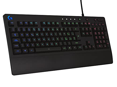 Logitech G213 Prodigy, Clavier Gamer, Eclairage RGB LIGHTSYNC, Résistant aux Éclaboussures, Personnalisable, Commandes Multimédia Dédiées, Français AZERTY - Noir