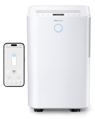 Pro Breeze Déshumidificateur compresseur Intelligent 20L/Jour avec réservoir d'eau 4L, séchage du Linge et capteur d'humidité Auto - Absorbeur d’humidité, Contre Les moisissures et Condensation