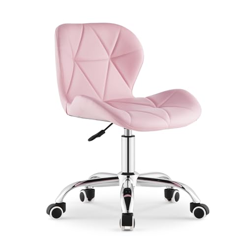 OFCASA Chaise de Bureau Ergonomique Haut Réglable, Chaise d'Ordinateur Pivotant 360° en Similicuir PU avec Dossier, Siège de Bureau Rembourré Bureau Maison (Rose)