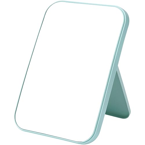 OSDUE Miroir Super HD, 20 * 13.4 CM Miroir de Maquillage Support Pliable Conçu, Portable Table Miroirs Facile à Transporter Miroirs de Voyage Ultra Fin et Durable Pliable Bleu