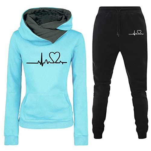 Ensemble Jogging Femme 2 pièces Survetement de Sport Pantalon Et Sweat à Capuche Survetement Femme Ensemble Chic Et Elegant Ensemble Imprimé Femme Vetement De Sport