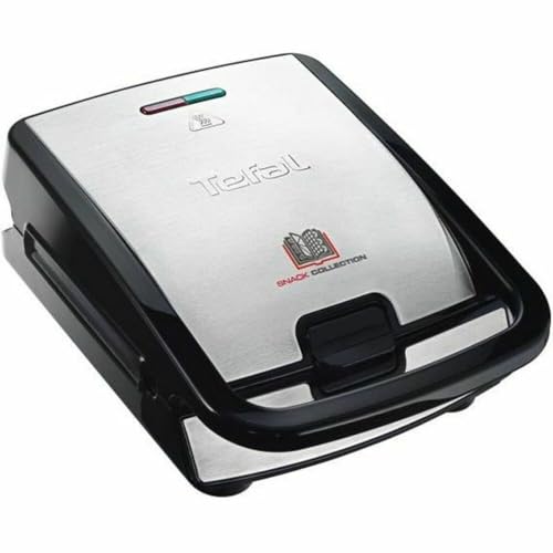 Tefal Croque gaufres et sandwiches, 2 jeux de plaques inclus, Rangement facile, Nettoyage facile, Indicateur de chauffe, revêtement antiadhésif, Snack Collection SW853D12, Gris