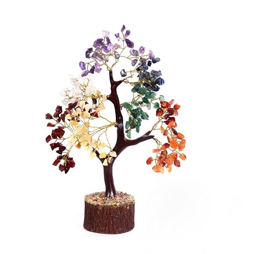 Sept Chakra Guérison Naturelle Reiki Cristal Bonsaï Fortune Money Tree pour Bonne Chance, Richesse et Prospérité Décor Feng Shui Cadeau Spirituel