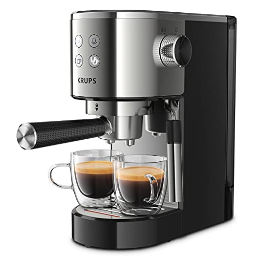 Krups INOX 1L Machine Expresso Virtuoso Automatique, 1 L, 1450 W, Compacte, 2 Tasses, Buse Vapeur pour Cappuccinos et Eau Chaude XP442C11, 1 Liter