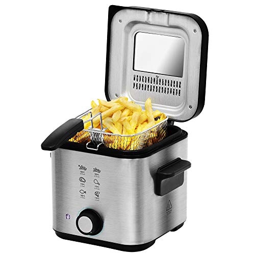 Cecotec Friteuse Électrique CleanFry Infinity 1500. 1.5 L, Jusqu’à 190 ºC, Cuve émaillée, Filtre OilCleaner, Finition en Noir, 900 W.