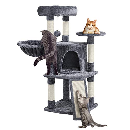Yaheetech Arbre à Chat en Sisal Griffoir Grattoir Tour de Jeux avec Centre d'activités Hauteur 107cm Gris Foncé