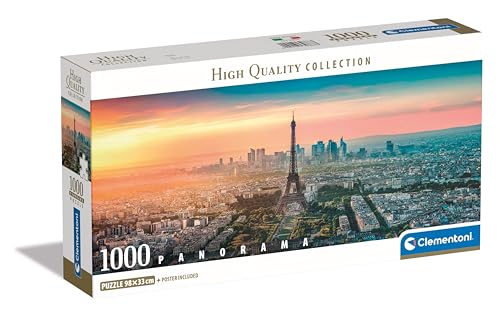 Clementoni Puzzle Panorama Paris 1000 Pièces - Puzzle pour Adultes 14-99 Ans, Fabriqué en Italie, 39868