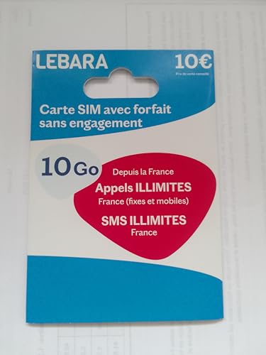 Lebara SIM - appels et SMS illimités France + 10Go en 5G - prête à l'emploi