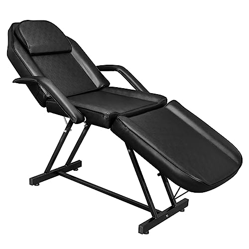 Bonnlo Chaise de Tatouage de Massage, lit D'esthéticienne, Chaise de lit Faciale Polyvalente pour équipement de Salon de Beauté Spa Coiffeur, Noir